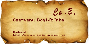 Cserveny Boglárka névjegykártya